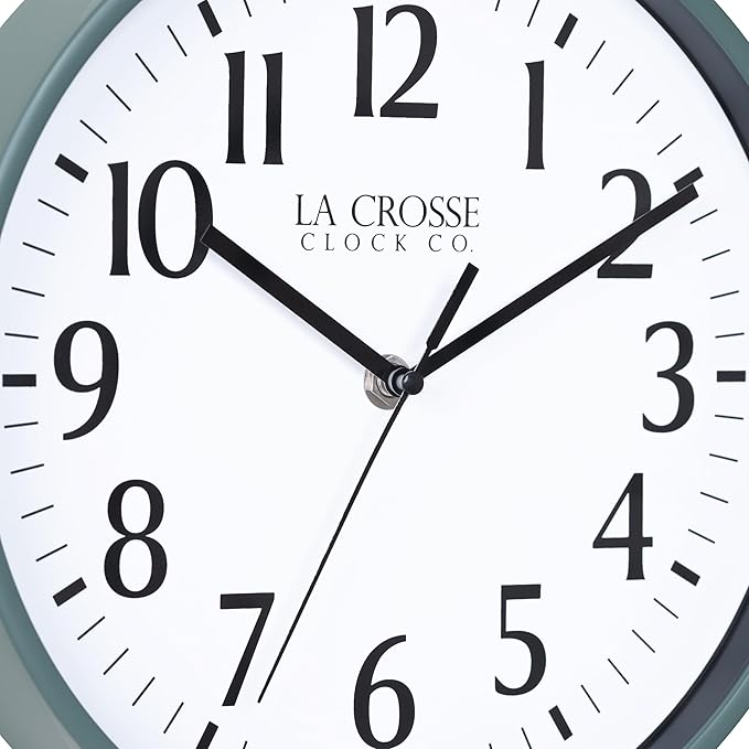 La Crosse Clock 404-3025G 10 Inch Green Basics Analog Quartz Wall Clock