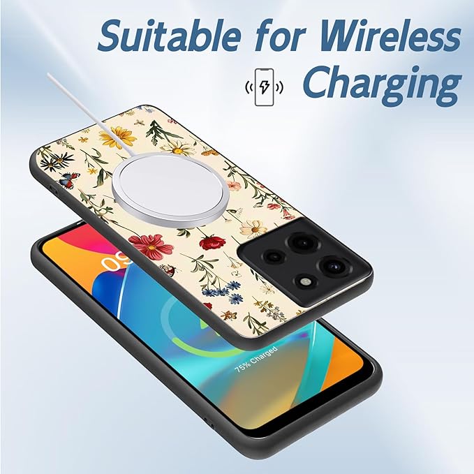 for Moto G Power 2025 Phone Case, Soft TPU Shockproof Full Body Protection Cover 6.8" for Moto G Power 2025, Lightweight Compatible Wireless Charging, Featuring Wildflowers