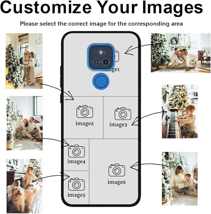 Design Your Own Case for Motorola Moto G Play 2021, Custom Personalized Photo Collage Text Cover, Customized Picture Shockproof Protective Soft Slim Silicone Case, Gift for Birthday, Black