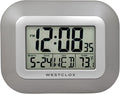 Westclox Large Digital Wall Clock with Date, Day & Temperature – Battery Operated Digital Clock with Alarm & Snooze, 12/24 Hour Display, Stylish Wall or Desk Clock for Home, Office & Bedroom (Gray)