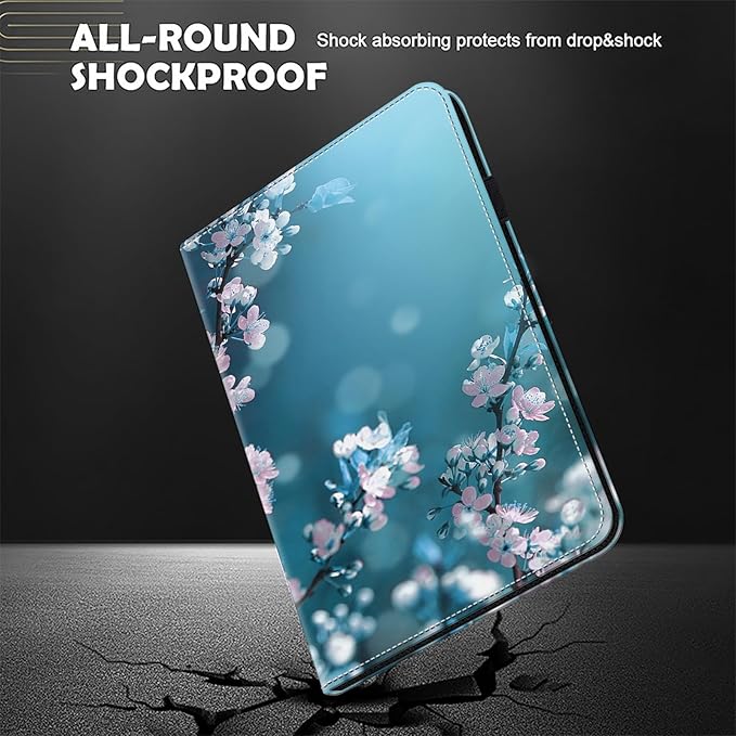 Dteck for Galaxy Tab S6 Lite (10.4") Tablet Case 2024/2022/2020 (SM-P620/P610), PU Leather Slim Folio Case with Adjustable Stand, Lightweight Protective Cute Cover with Stylus Pen Loop (Plum Blossom)