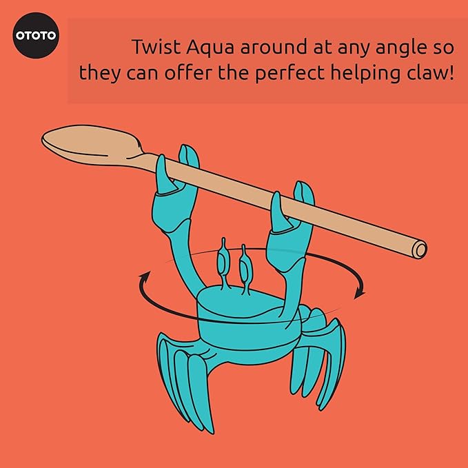 OTOTO Aqua the Crab Silicone Utensil Rest - Silicone Spoon Rest for Stove Top - BPA-Free, Heat-Resistant Kitchen and Grill Utensil Holder - Non-Slip Spoon Holder Stove Organizer and Steam Releaser
