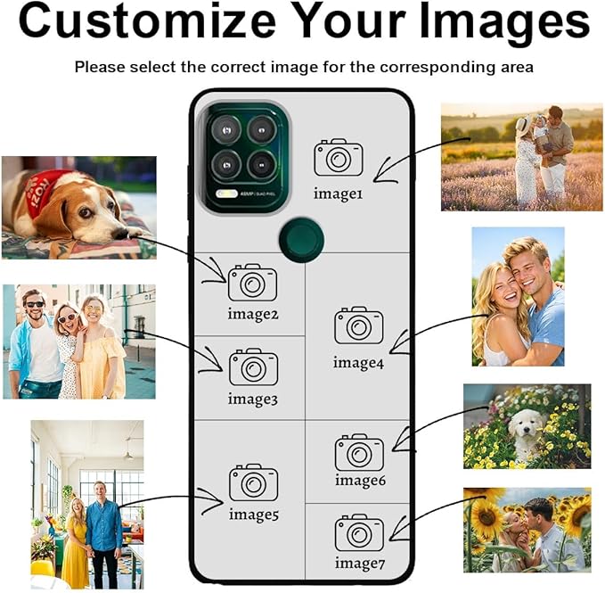 Custom Personalized Case for Motorola Moto G Stylus 5G 2021 6.8", Customized Multiple Photos Collage Text Phone Cover, Full Body Shockproof Soft Silicone Case, Anti-Scratch, Wireless Charging, Black
