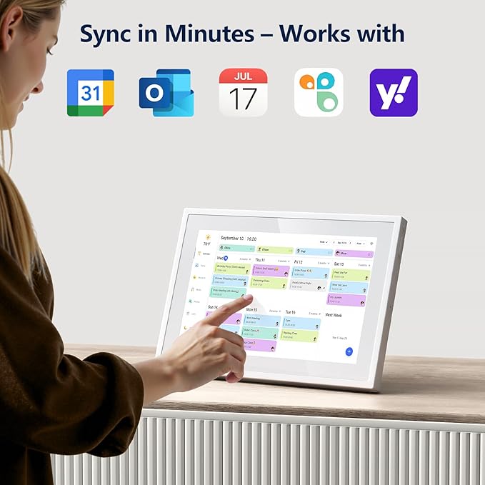 Digital Calendar, 10.1 Inch Smart Electronic Desk Calendar & Chore Chart, Touchscreen Interactive Display for Family Schedules with Meal Planner & Picture Frame & Lists, Gifts for Women Men, Gifts for Mom Dad