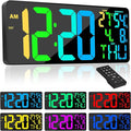 [Oversized] 18" Digital Wall Clock Large Display, 11 RGB Color Changing Large Digital Wall Clock with Remote, Date, DST, Temperature, Auto Brightness Digital Alarm Clock for All Spaces Use