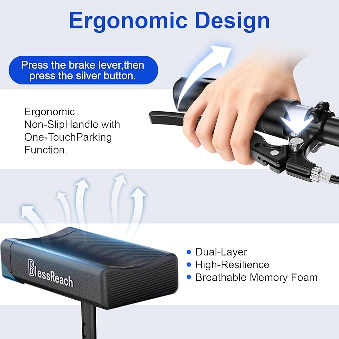 BlessReach Knee Scooter, All Terrain Foldable Knee Scooter Walker, Disc Brake Knee Walker for Foot Injuries Compact Crutches Alternative