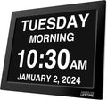 AmericanLifetime 2026 Dementia Clock 15-Inch Large Digital Calendar Custom Alarms for Seniors Black