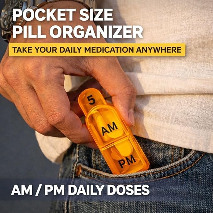 Monthly Pill Organizer Monthly 31 Day AM PM – Pill Sorter Monthly with Large Compartments, 2 Times Pill Container,Monthly Pill Holder for Vitamins, Supplements & Daily Medication