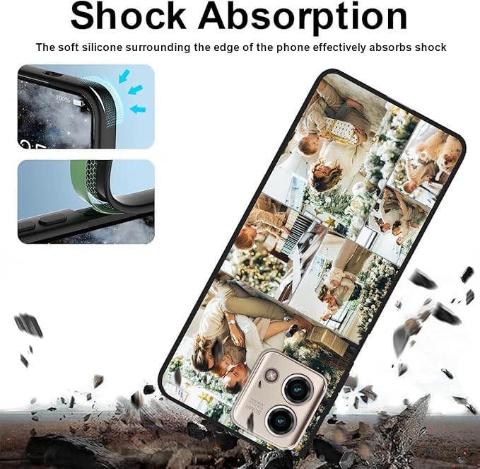 Design Your Own Case for Motorola Moto G Stylus 5G 2023, Custom Personalized Photo Collage Text Cover, Customized Picture Shockproof Protective Soft Slim Silicone Case, Gift for Birthday, Black