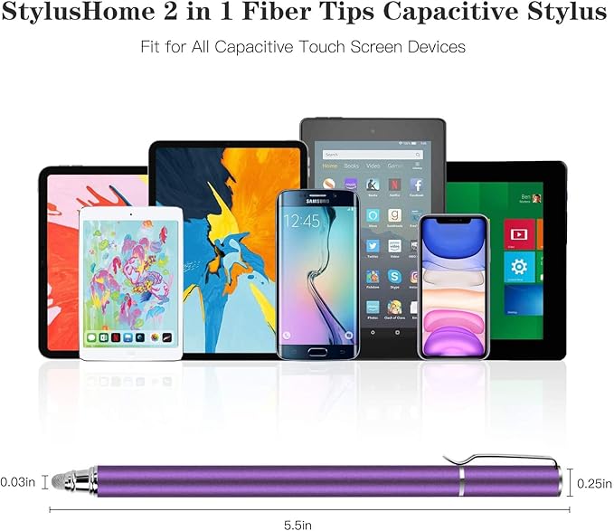 Purple Stylus Touch Screen Pen Compatible with OnePlus 15/15R - Fiber Tip Aluminum Lightweight