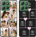Personalized Photo Case for Motorola Moto G 5G 2026 6.7 inch, Thin Slim Soft Rubber Black Phone Cover, Custom Picture Collage Pink Heart Cute Case for Women Girl, Gift for Birthday Anniversary