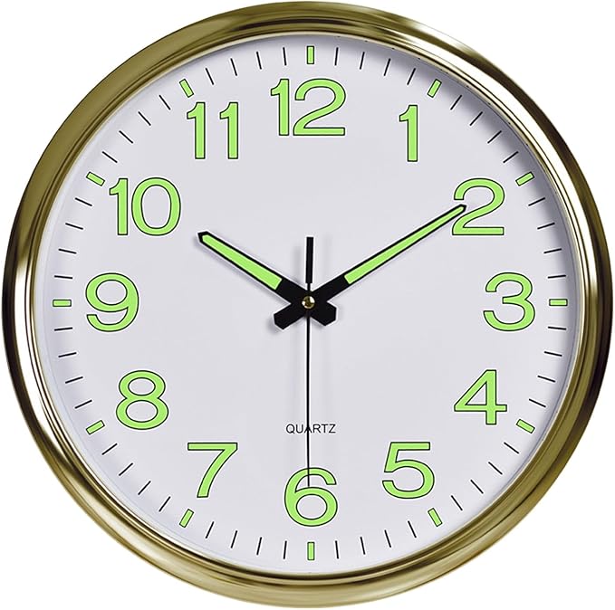 Wall Clock with Glow in The Dark Hands Large Numeral Wall Clock for Elderly and Visually Impaired Glowing Silent Wall Clock Luminous Easy to Read Minimalistic Design for Bedroom Living Room
