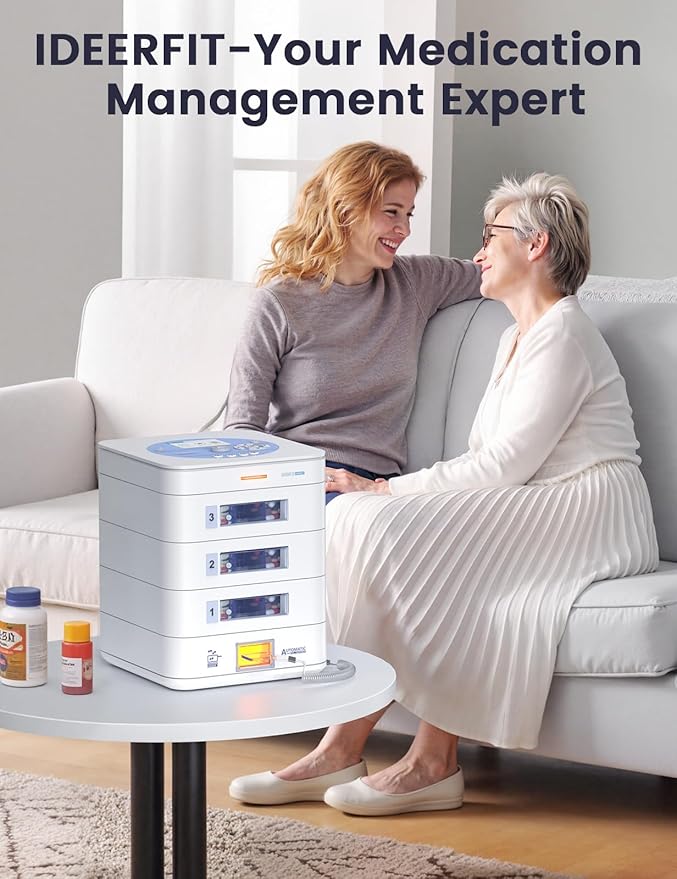 84-Day Automatic Pill Dispenser 6-Tray LCD Display Digital Lock Sound Light Alerts for Seniors