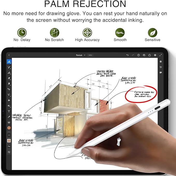 HATOKU Stylus Pen for iPad 2018-2026, 15Min Fast Charge Pencil (USB-C) with High Precision, Tilt Sensitivity, Palm Rejection, Magnetic Design, Perfect for Note-Taking Drawing on iPad 6-11/Air/Pro/Mini