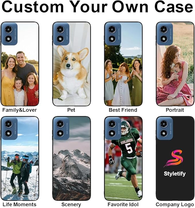 Custom Phone Case for Motorola Moto G Play 2024, Design Your Personalized Photo Logo Name Phone Cover, Slim Soft TPU Lightweight Silicone Black Case, Customized Gift for Birthday Christmas
