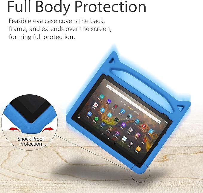 Case for Amazon Fire HD 10 Tablet 10.1" Inch Display (13th Generation, 2023 Released) - Lightweight Shockproof Kickstand Handle Kids Cover Case + 1 Screen Protector and 1 Stylus (Blue)