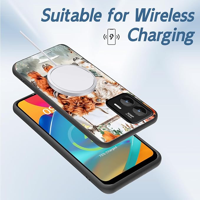 for Moto G Stylus 5G 2024 Phone Case, Soft TPU Shockproof Full Body Protection Cover 6.7" for Moto G Stylus 5G 2024, Lightweight Compatible Wireless Charging, Cute Highland Cows