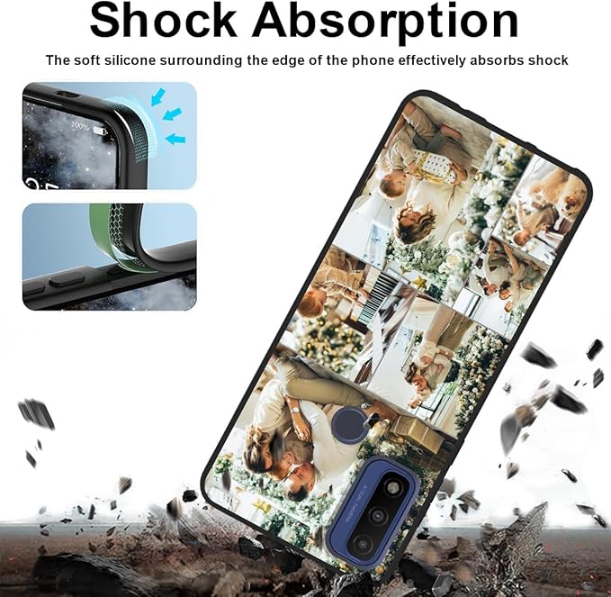 Styletify Design Your Own Case for Motorola Moto G Pure, Custom Personalized Photo Collage Text Cover, Customized Picture Shockproof Protective Soft Slim Silicone Case, Gift for Birthday, Black