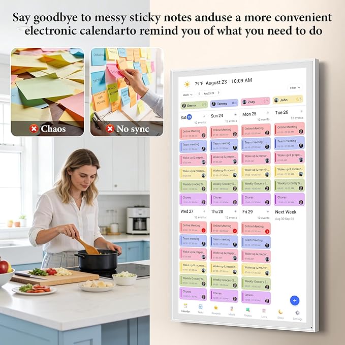 27-Inch Smart Digital Wall Calendar 1080P IPS Touchscreen Family Meal Planner