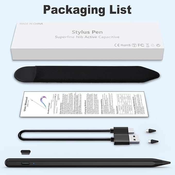 Stylus Pen for iOS&Android Touch Screens, Active Pencil for Samsung, Smart Digital Stylus Pens for Lenovo/Huawei/Vivo/Mi and Other Tablets, iPhone/Samsung/Google Pixel Smart Phones Drawing&Writing