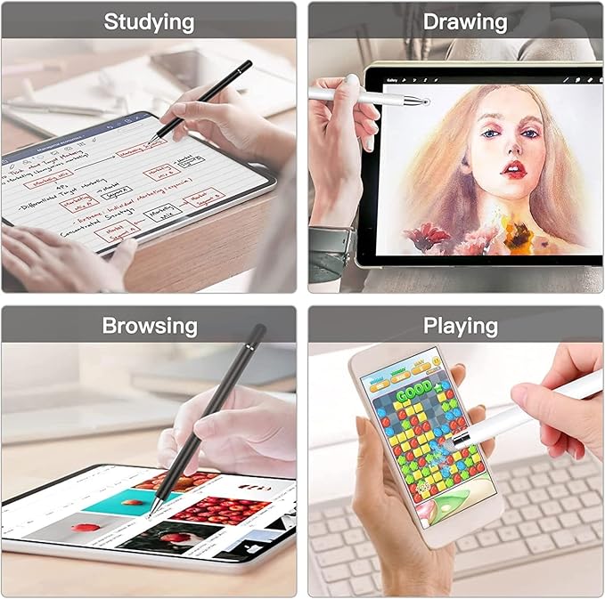 Stylus for Compatible with Samsung Galaxy S25/S24/S23/S22/S21/S20/FE/Plus Phones - Touch Screen Pen Fiber Tip Aluminum Lightweight White