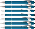 Express Pencils Rainbow Rubberized Soft Touch Ballpoint Pen with Stylus Tip is a stylish, premium metal pen, black ink, medium point. Box of 7 (LIGHT BLUE)