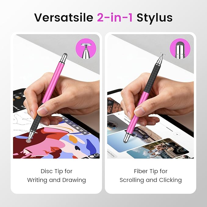 MEKO 6 Pcs Stylus Pen for Touchscreen, 2-in-1 High Sensitivity & Precision for Switch, iPad/iPhone/Samsung/Android Phones & Tablets, Skylight & More, All Touch Screen Devices (Pink)