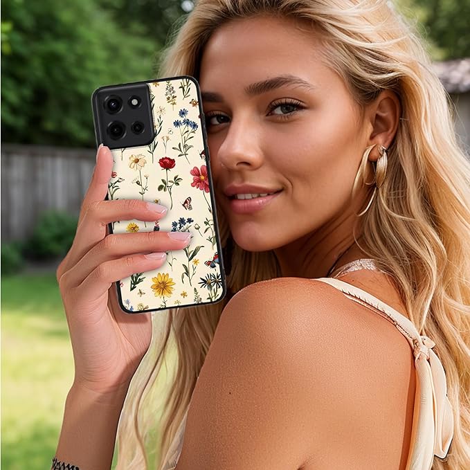 for Moto G Power 2025 Phone Case, Soft TPU Shockproof Full Body Protection Cover 6.8" for Moto G Power 2025, Lightweight Compatible Wireless Charging, Featuring Wildflowers