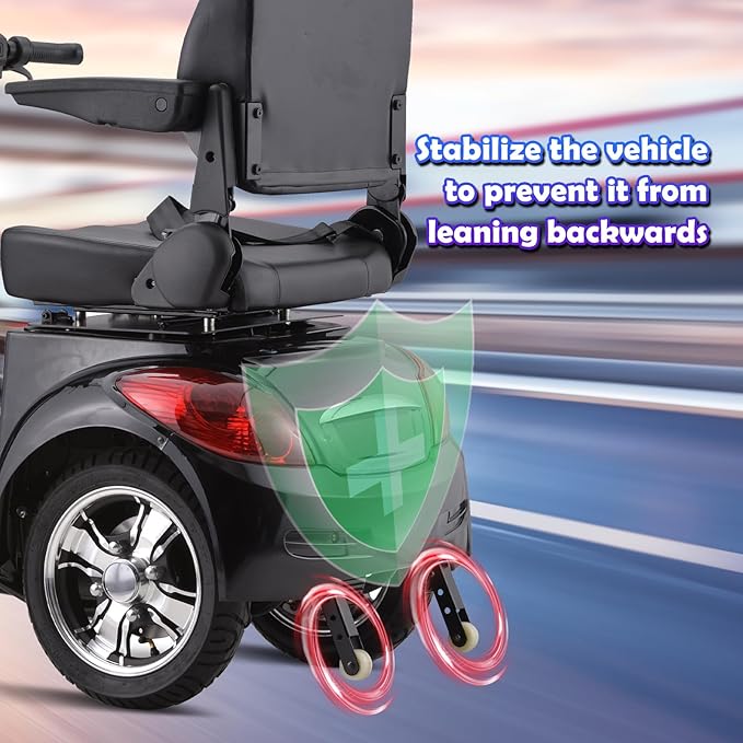 Super Large Electric 3 Wheel Mobility Scooters, 800W Wheelchair Device, 500 LBS Capacity Electric Wheelchair for Seniors & Adults, Speed Adjust, Remote Key, Receive Ready to Ride (Black)