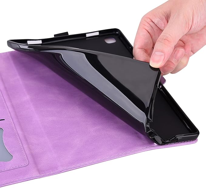 Dteck for iPad mini (A17 Pro/A15) 7/6th Generation Case 2024/2021 Release (8.3"), PU Leather Protective Case with Auto Sleep Wake & Stand Function/Card Slots, Lightweight Cute Case, Butterfly Purple