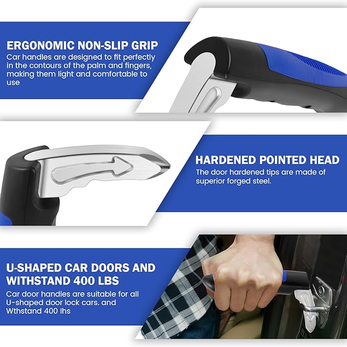 UKQRRTC 4 Pcs Car Door Handle for Elderly, Portable Car Door Assist Handle, 3 in 1 Multifunctional Auto Cane, Supports Up to 400 Pounds for Seniors Kids