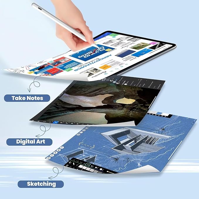 Pencil for Apple iPad A16 10th Generation, Fast Charge Stylus Pen for 2026-2018 iPad A16/11-6th Gen, Air 11/13 M4/M3/M2/5th-3rd, Pro 13/11/M4/12.9", Mini A17 Pro/6/5th Palm Rejection Tilt Sensitivity