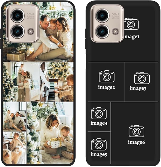 Design Your Own Case for Motorola Moto G Stylus 5G 2023, Custom Personalized Photo Collage Text Cover, Customized Picture Shockproof Protective Soft Slim Silicone Case, Gift for Birthday, Black