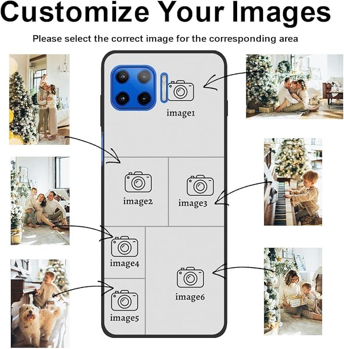 Design Your Own Case for Motorola Moto G 5G Plus, Custom Personalized Photo Collage Text Cover, Customized Picture Shockproof Protective Soft Slim Silicone Case, Gift for Birthday, Black