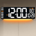 16.5" Large Digital Wall Clock with Remote Control, Auto-Dimming LED Display with Date Temp, Big Number Wall Mount Decor Clock for Seniors, Classroom, Dorm, Home, Office, Gym White