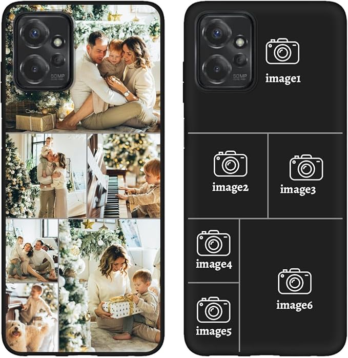 Design Your Own Case for Motorola Moto G Power 5G 2023, Custom Personalized Photo Collage Text Cover, Customized Picture Shockproof Protective Soft Slim Silicone Case, Gift for Birthday, Black