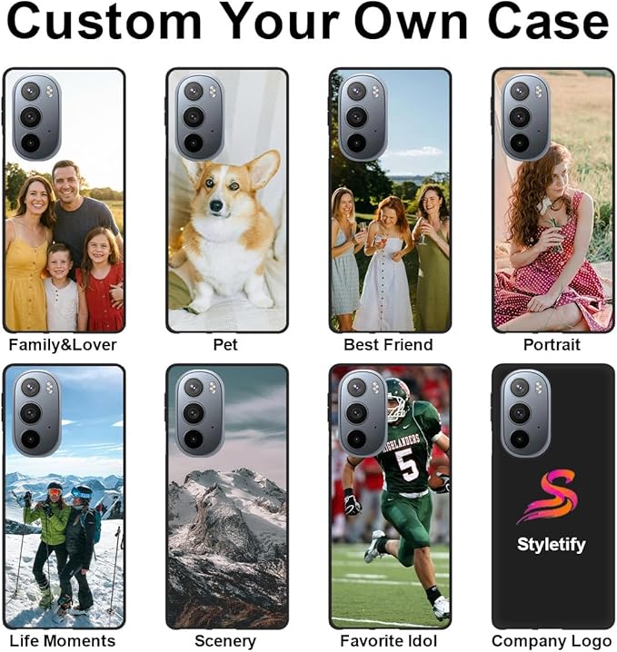 Custom Phone Case for Motorola Moto Edge Plus/Edge+ 2022, Design Your Personalized Photo Logo Name Phone Cover, Slim Soft TPU Lightweight Silicone Black Case, Customized Gift for Birthday Christmas