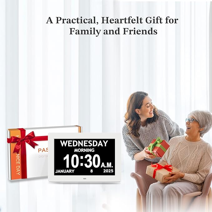 2025 NEW, Digital Clocks, 7'' Dementia Clock with Date and Time for Elderly, Auto-Dimming, 12 Reminders & 6 Alarms, Button & Remote Control, Auto DST, Digital Calendar for Seniors Large Display