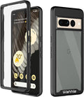 wahhle Compatible with Google Pixel 7 Pro Case, Built in Screen Protector Full Body Shockproof Slim Fit Bumper Protective Phone Cover Men Women-Black/Clear