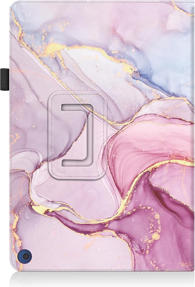 Case for Amazon Fire HD 10 Tablet 10.1" Inch Display (13th Generation, 2023 Released) - Slim Lightweight Folio Stand Cover PU Leather Case + 1 Screen Protector and 1 Stylus (Marble Pink)