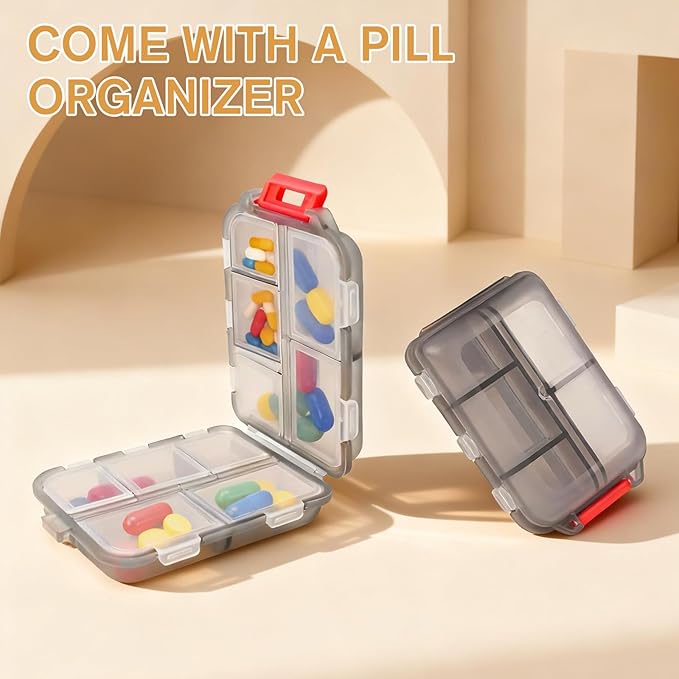 Portable Pill Crusher, Grinder to Fine Powder for Elderly, Crushes Multiple Pills, Small and Large Tablets,Great for Feeding Tube, Pets, with Pill Organizer Dispenser, Ideal for Travel