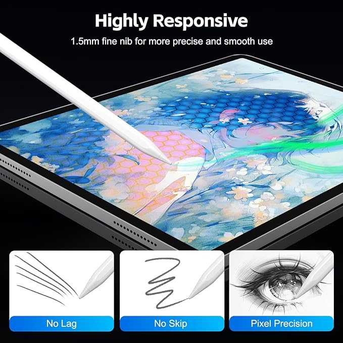 Stylus Pen for iPad 2026-2018 with 13mins Fast Charge,Tilt Sensitivity Palm Rejection Pencil for 11th (A16)/10/9/8/7/6 Gen, iPad Pro 11"/12.9"/M4/M5, iPad Air 3/4/5/M2/M3/M4, Mini 7/6/5
