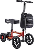 Knee Scooter, 350lbs Capacity, 13" Big PU Seat, Disc Brake Knee Walker, All Terrain Foldable Knee Scooter Walker with Bag for Foot Injuries Compact Crutches Alternative (Burgundy)