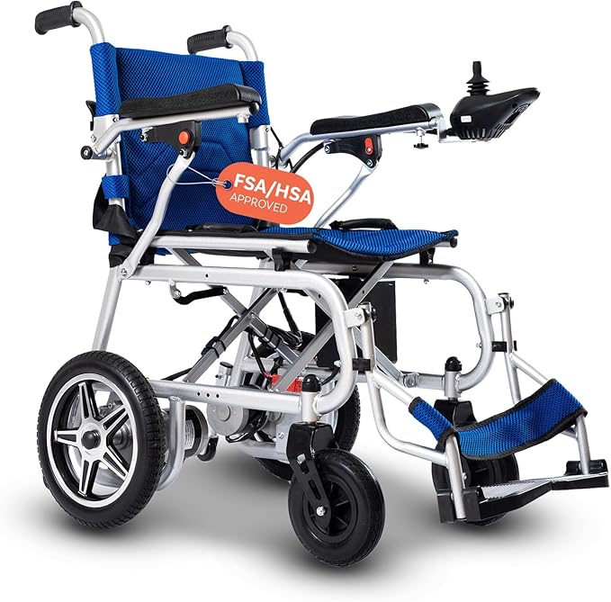 50 Lbs Electric Wheelchairs for Adults, Lightweight, Foldable Wheel Chair for Adults, 500W Motorized Portable Wheelchair for Senior, 300 Lbs Capacity 12-Mile Range (Artemis Pro - Blue)