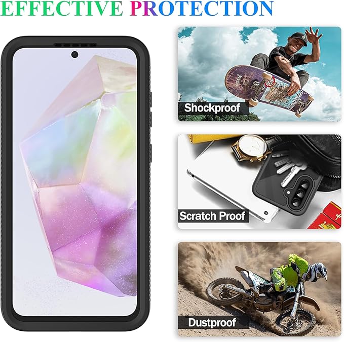 wahhle Compatible with Samsung Galaxy A56/A36 Case, Built in Screen Protector Full Body Shockproof Slim Fit Bumper Protective Phone Cover for Samsung A36/A56 5G Men Women-Black/Clear