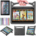 Case for Amazon Fire HD 10 Tablet 10.1" Inch Display (13th Generation, 2023 Released) - Lightweight Shockproof Kickstand Handle Kids Cover Case + 1 Screen Protector and 1 Stylus (Black)