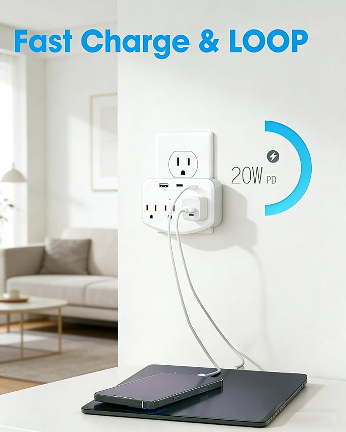 1080P WiFi Camera – Wall Outlet Cam with Motion Detection, Free SD Card Loop Recording, App Alerts, No Audio – Indoor Home Security for Baby & Pet