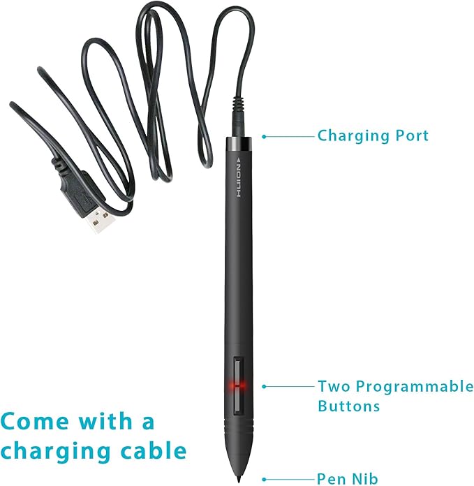 Huion P80 Rechargeable Digital Pen Stylus for Graphics Drawing Tablet Huion New 1060PLUS, WH1409(2048), H610PRO, W58, DWH69, 680TF, Gaomon 1060PRO, M106K, WH850