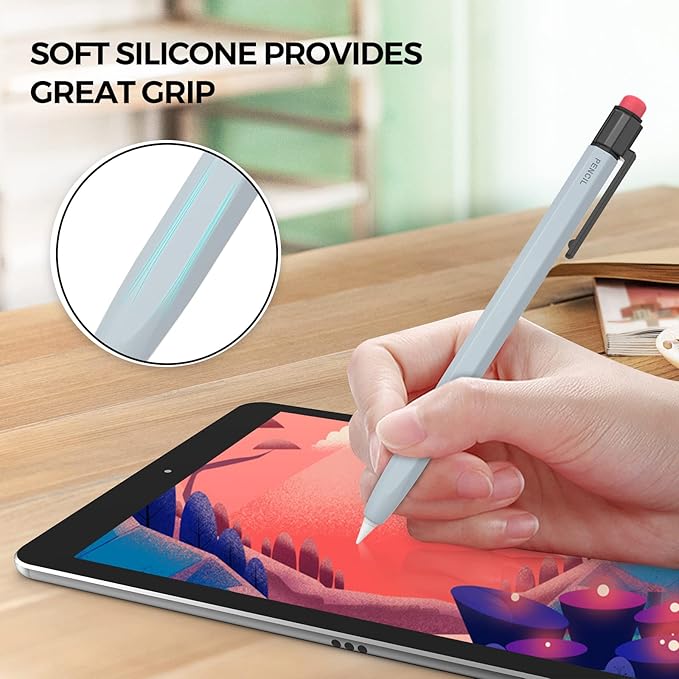 TRONWIN Apple Pencil 1st Generation Case, Silicone Pencil Sleeve Cover Perfect Grip Skin Classic Design with Sturdy Clip Compatible with Apple Pencil 1st gen for ipad (Light Blue)