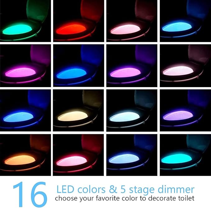 3 Pack Rechargeable Toilet Night Light with Motion Activated Sensor, 16 Colors LED Nightlight Inside Bowl, Cool Stuff for Bathroom Accessories, Unique & Funny Gadgets for Men/Kids Birthday Gift 2025